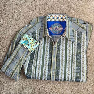 Robert Graham Patchwork Panel Button-Down Shirt – Cotton – Medium